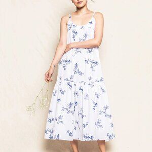Petite Plume - Women's Twill Chloé Nightgown in Indigo Floral